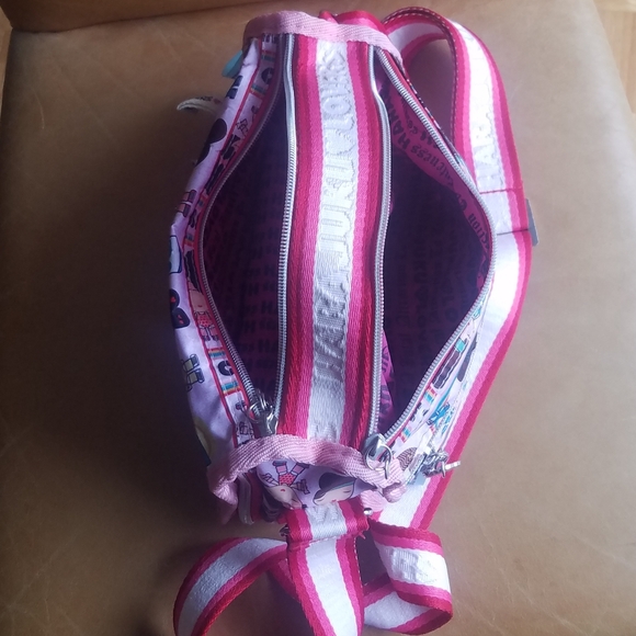 Vintage Harajuku Lovers Pink Graphic Crossbody Shoulder Bag W/ Enameled Charms - Picture 11 of 14